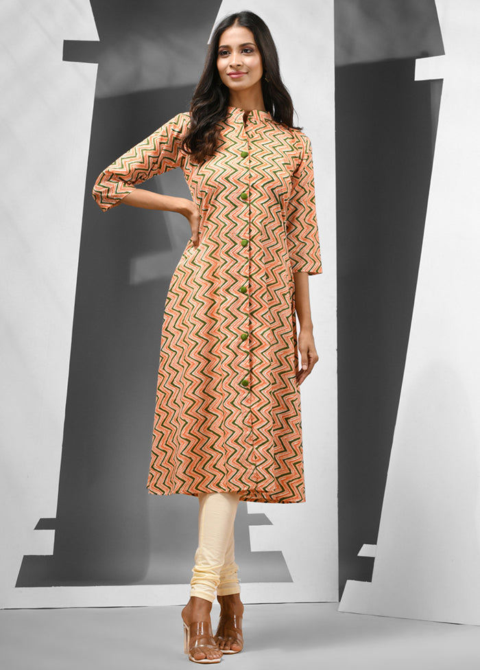 Orange Readymade Cotton Kurti - Indian Silk House Agencies