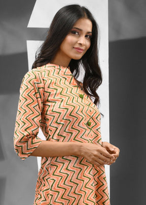 Orange Readymade Cotton Kurti - Indian Silk House Agencies