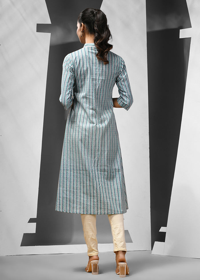 Sky Blue Readymade Cotton Kurti - Indian Silk House Agencies