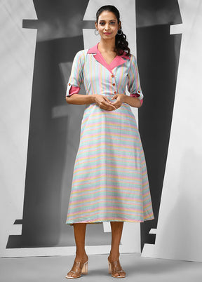 Multicolor Readymade Cotton Indian Dress - Indian Silk House Agencies