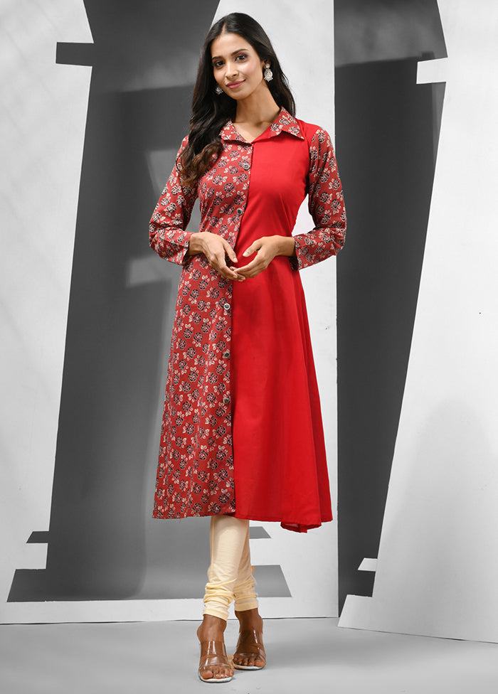 Red Readymade Cotton Kurti