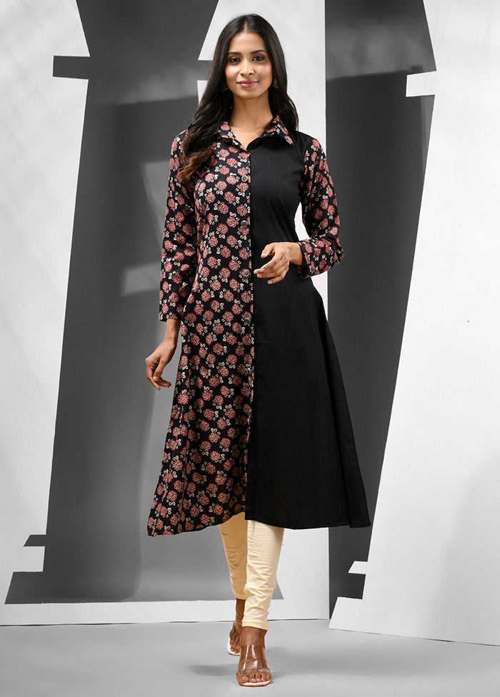 Black Readymade Cotton Kurti - Indian Silk House Agencies