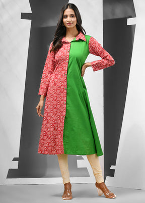 Green Readymade Cotton Kurti - Indian Silk House Agencies