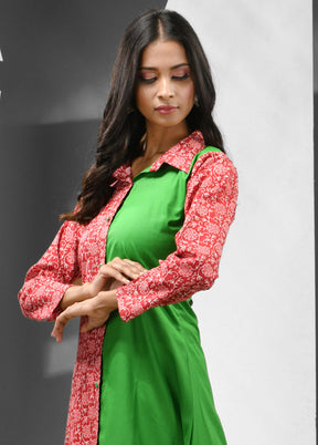 Green Readymade Cotton Kurti - Indian Silk House Agencies