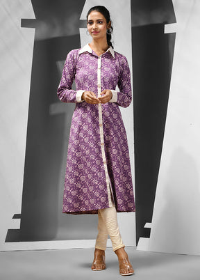 Violet Readymade Cotton Kurti - Indian Silk House Agencies