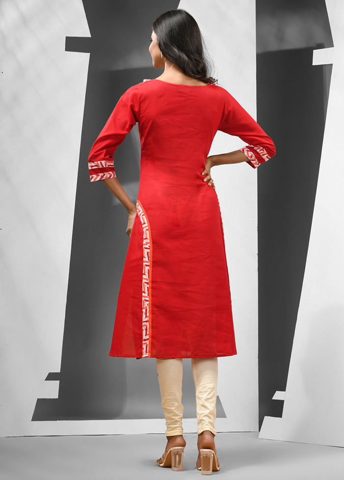 Red Readymade Cotton Kurti