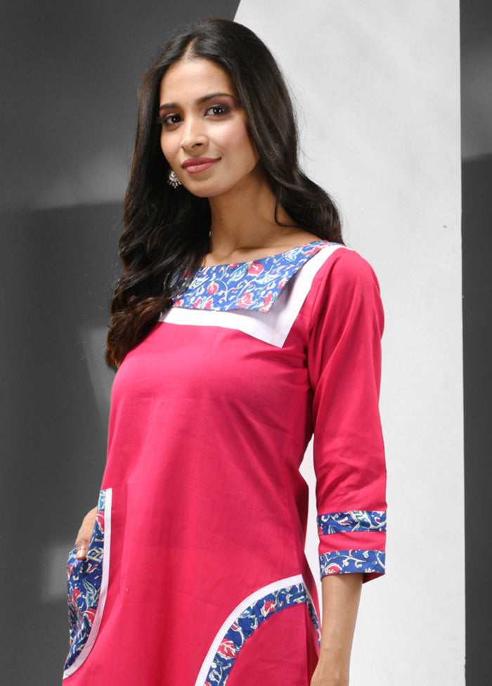 Pink Readymade Cotton Kurti