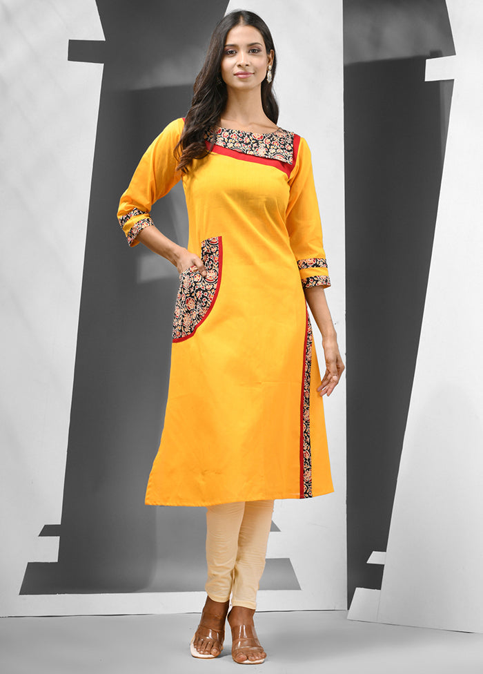 Yellow Readymade Cotton Kurti