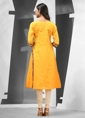 Yellow Readymade Cotton Kurti - Indian Silk House Agencies