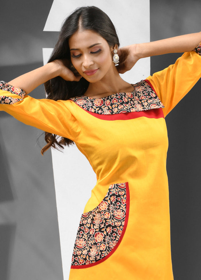 Yellow Readymade Cotton Kurti - Indian Silk House Agencies