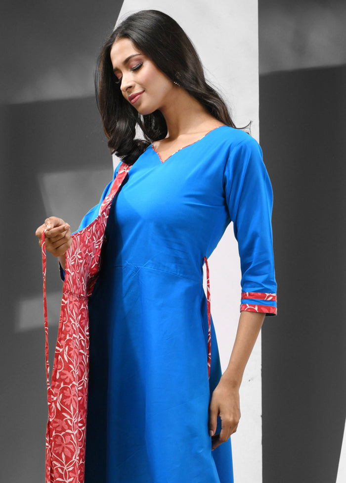 Blue Readymade Cotton Kurti