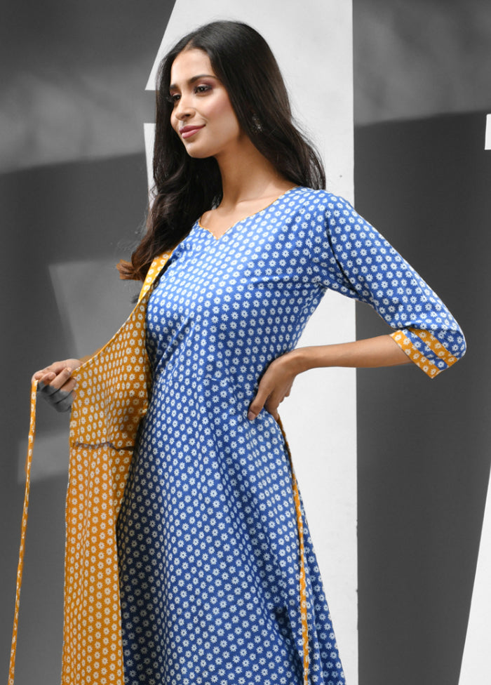 Blue Readymade Cotton Kurti