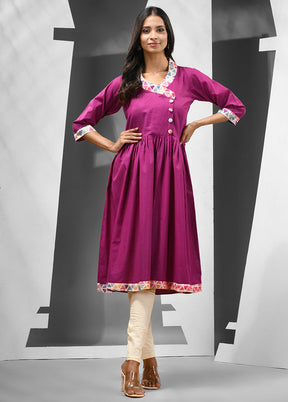 Purple Readymade Cotton Kurti - Indian Silk House Agencies