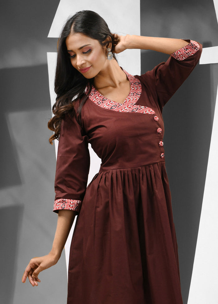 Brown Readymade Cotton Kurti