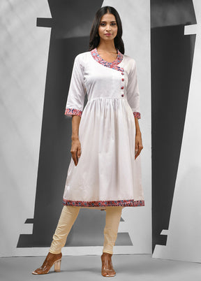 White Readymade Cotton Kurti - Indian Silk House Agencies