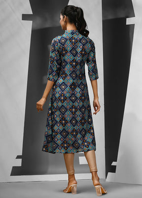 Blue Readymade Rayon Kurti - Indian Silk House Agencies