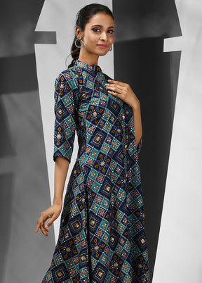 Blue Readymade Rayon Kurti - Indian Silk House Agencies