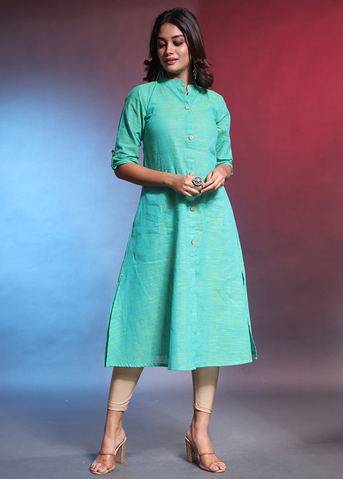 Green Readymade Cotton Kurti - Indian Silk House Agencies