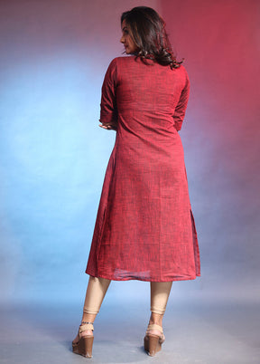 Dark Red Readymade Cotton Kurti