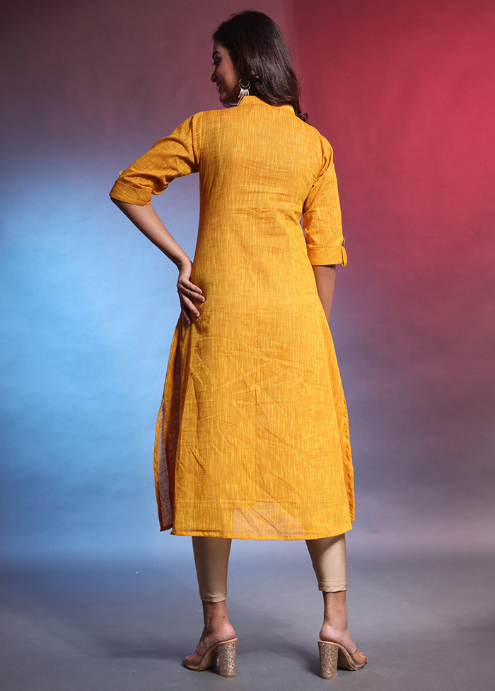 Yellow Readymade Cotton Kurti