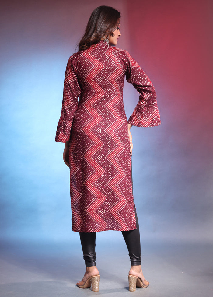 Maroon Readymade Rayon Kurti - Indian Silk House Agencies