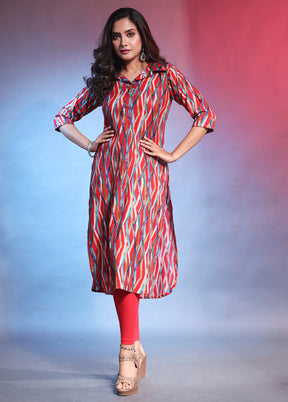 Red Readymade Rayon Kurti - Indian Silk House Agencies