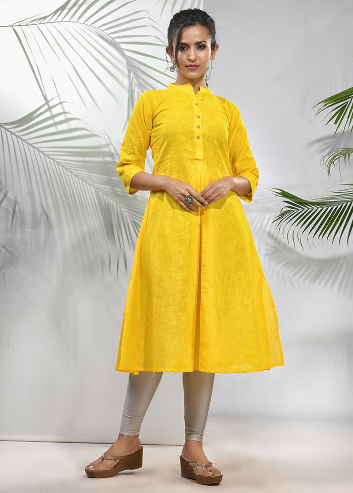 Yellow Readymade Cotton Kurti - Indian Silk House Agencies