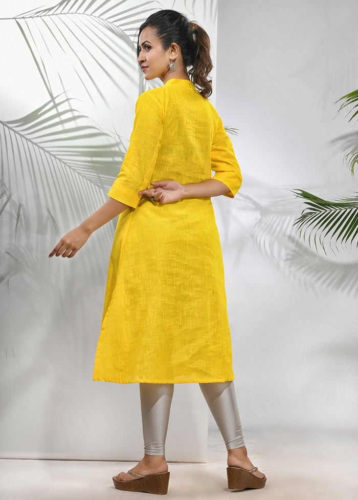 Yellow Readymade Cotton Kurti - Indian Silk House Agencies