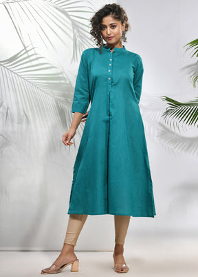 Teal Readymade Cotton Kurti - Indian Silk House Agencies