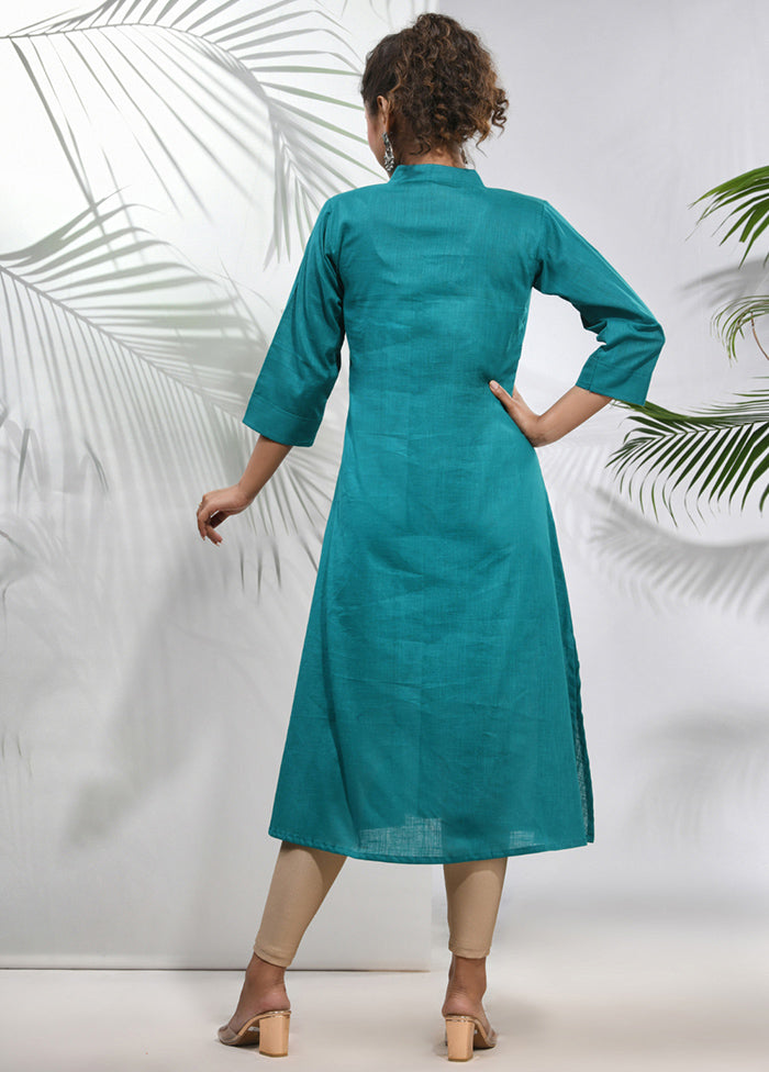 Teal Readymade Cotton Kurti - Indian Silk House Agencies