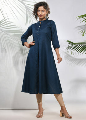 Navy Blue Readymade Cotton Kurti - Indian Silk House Agencies