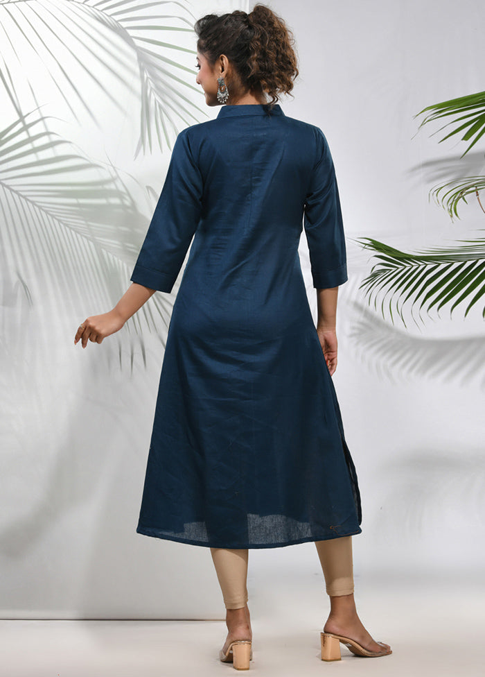 Navy Blue Readymade Cotton Kurti - Indian Silk House Agencies