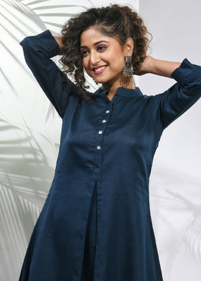 Navy Blue Readymade Cotton Kurti - Indian Silk House Agencies