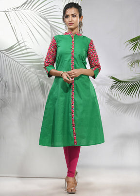 Green Readymade Cotton Kurti - Indian Silk House Agencies