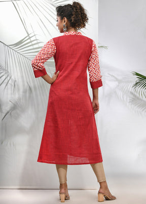 Red Readymade Cotton Kurti - Indian Silk House Agencies