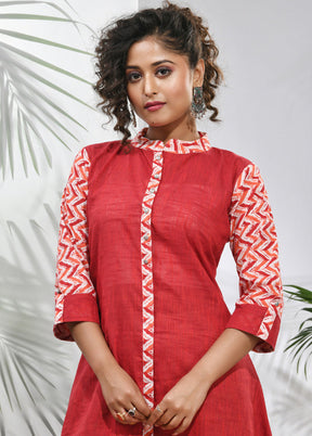 Red Readymade Cotton Kurti - Indian Silk House Agencies