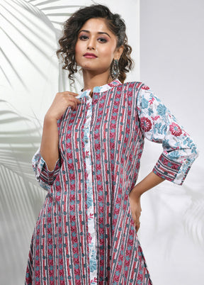 Magenta Readymade Cotton Kurti