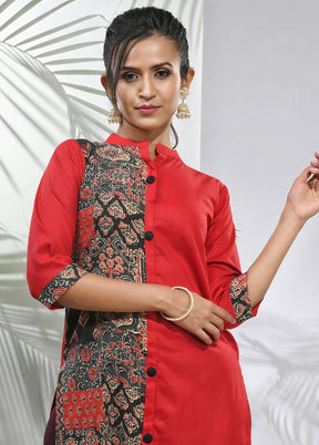 Red Readymade Cotton Kurti - Indian Silk House Agencies