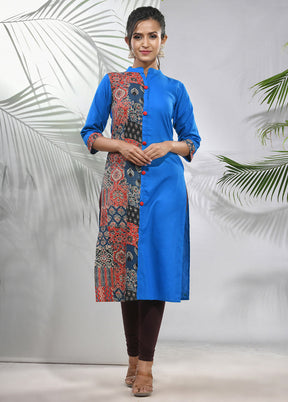 Blue Readymade Cotton Kurti - Indian Silk House Agencies