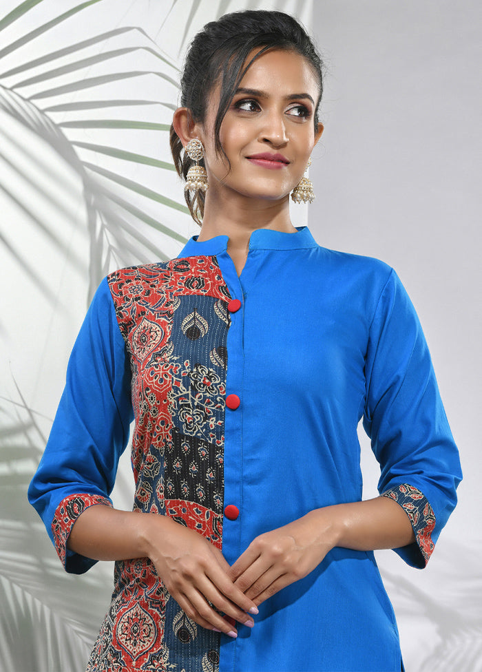 Blue Readymade Cotton Kurti - Indian Silk House Agencies