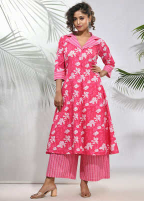 2 Pc Pink Readymade Cotton Kurti Set - Indian Silk House Agencies