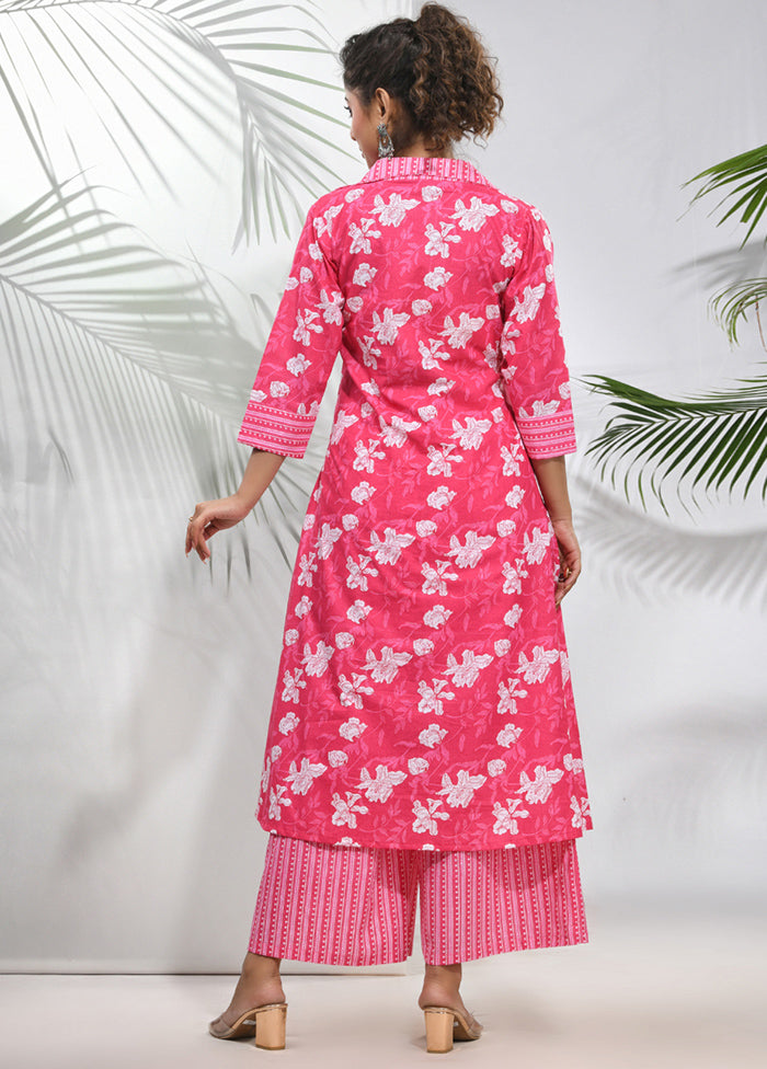 2 Pc Pink Readymade Cotton Kurti Set