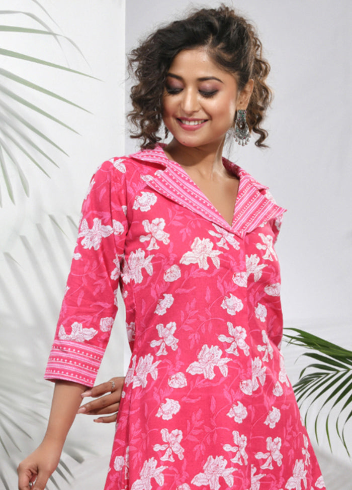 2 Pc Pink Readymade Cotton Kurti Set - Indian Silk House Agencies