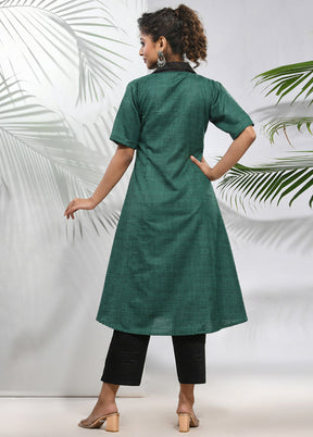 2 Pc Green Readymade Silk Kurti Set - Indian Silk House Agencies