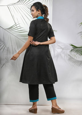 2 Pc Black Readymade Silk Kurti Set - Indian Silk House Agencies