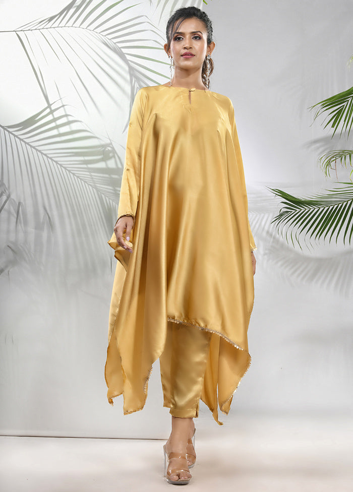 2 Pc Mustard Readymade Silk Kaftan Set - Indian Silk House Agencies