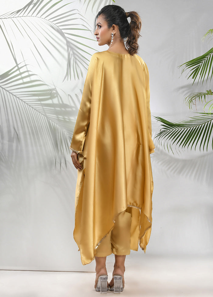 2 Pc Mustard Readymade Silk Kaftan Set - Indian Silk House Agencies