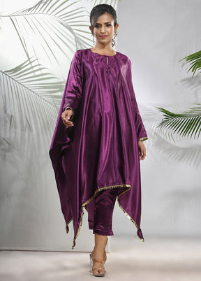 2 Pc Purple Readymade Silk Kaftan Set - Indian Silk House Agencies