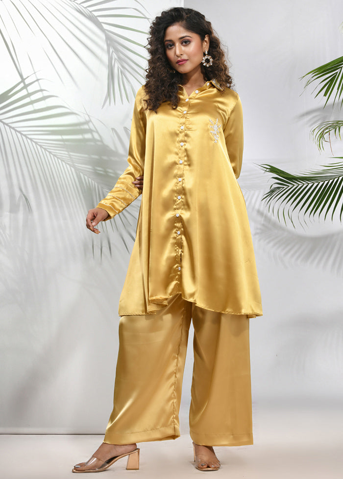 2 Pc Mustard Readymade Silk Coord Set - Indian Silk House Agencies