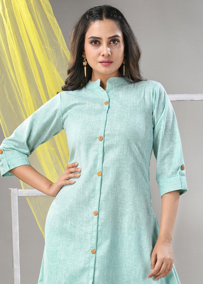 Mint Green Readymade Cotton Kurti - Indian Silk House Agencies